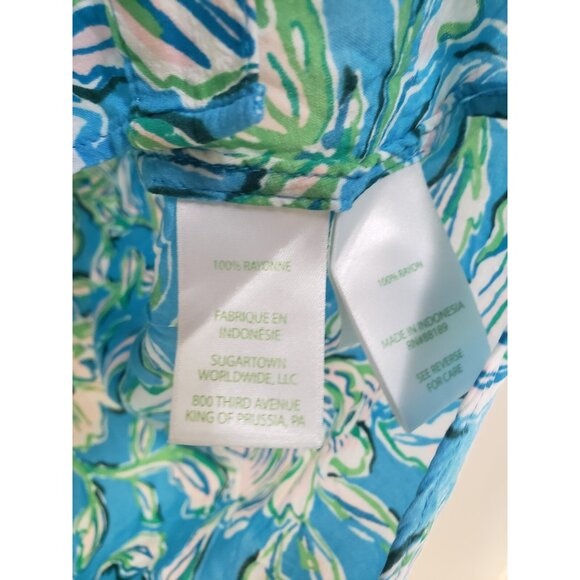 Lilly Pulitzer Womens XS Natalie Shirt Dress Easy Coverup Turquoise Blue Floral - Picture 6 of 6